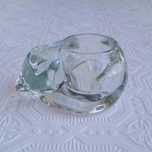 Glass Cat Candle Holder